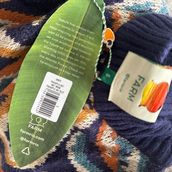 Farm Rio Blue Pineapple Ikat Sweater Dress - Picture 6 of 6